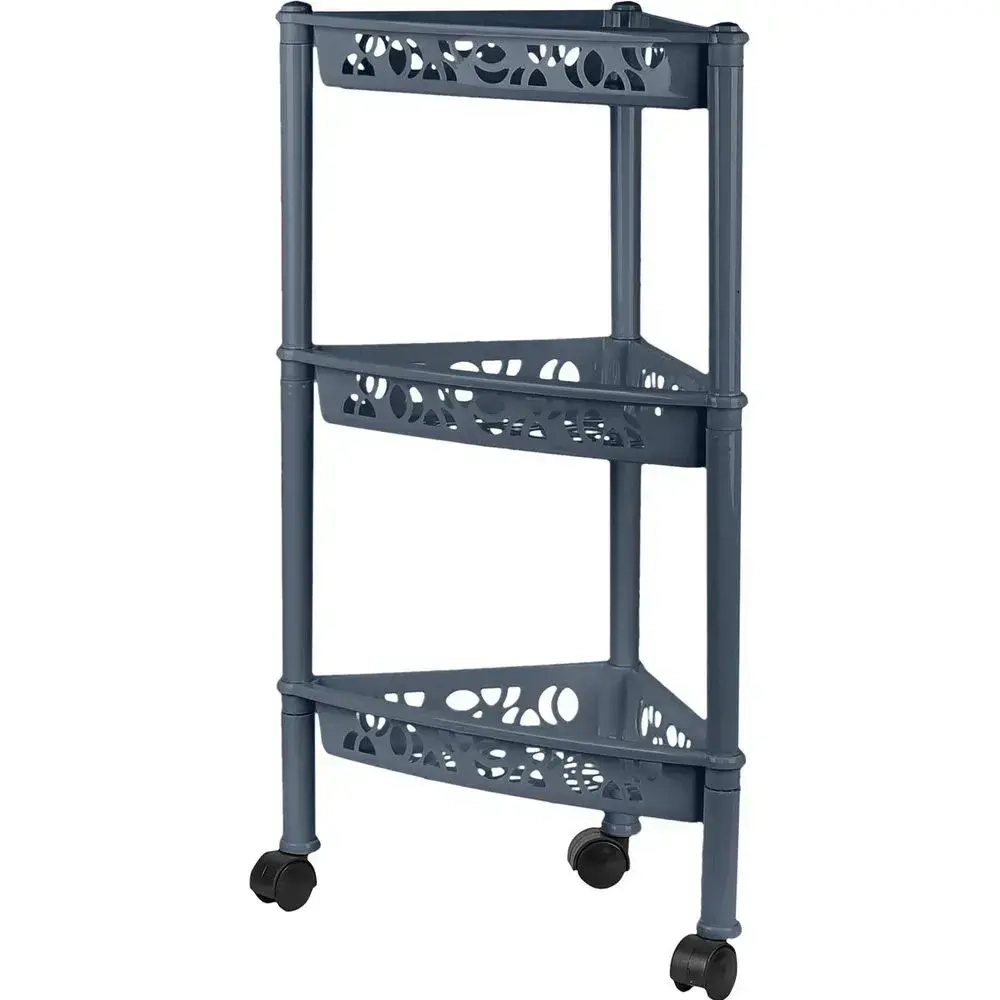 Этажерка Keeplex Light на колесиках трехсекционная угловая 38,3,2х69см космический серы