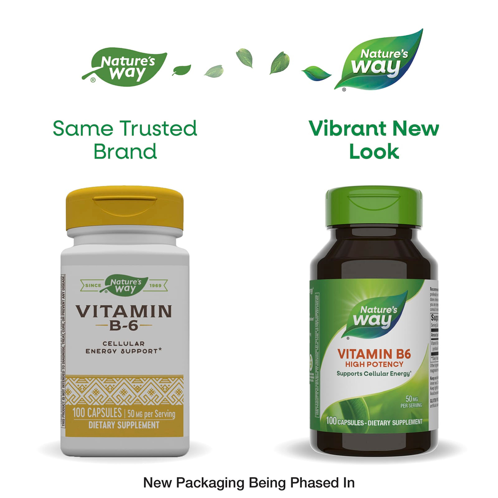 Nature's Way, витамин B6, 50 мг, 100 капсул