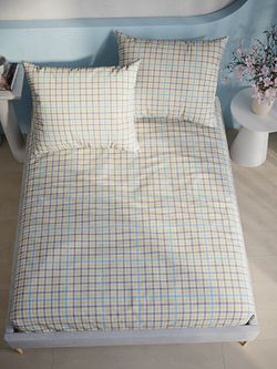 Постельное белье перкаль Сказка "Гусиная лапка" евро Наволочка 50х70 см 2 шт Простынь на резинке 180x200 см Пододеяльник 200x215 см