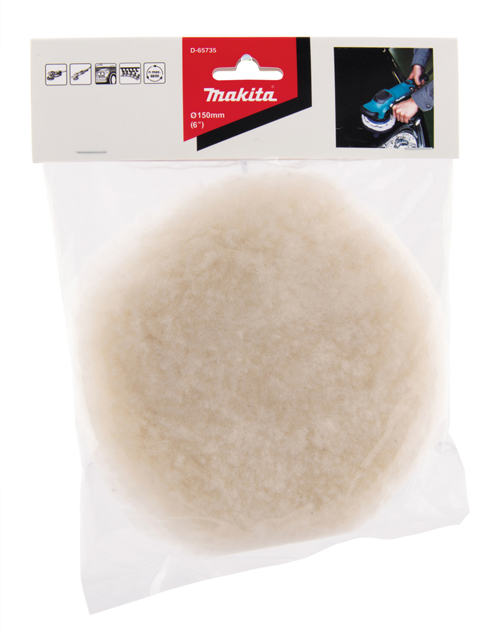 Насадка для полировки из шерсти 150 мм (липучка) Makita D-65735 150 мм