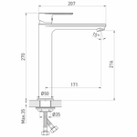 Смеситель для умывальника 35k MIXLINE ML26-042 "Life" высокий излив
