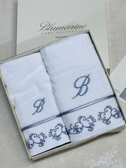 Набор полотенец 2шт Blumarine Emmanuela Silver белый с серебристым