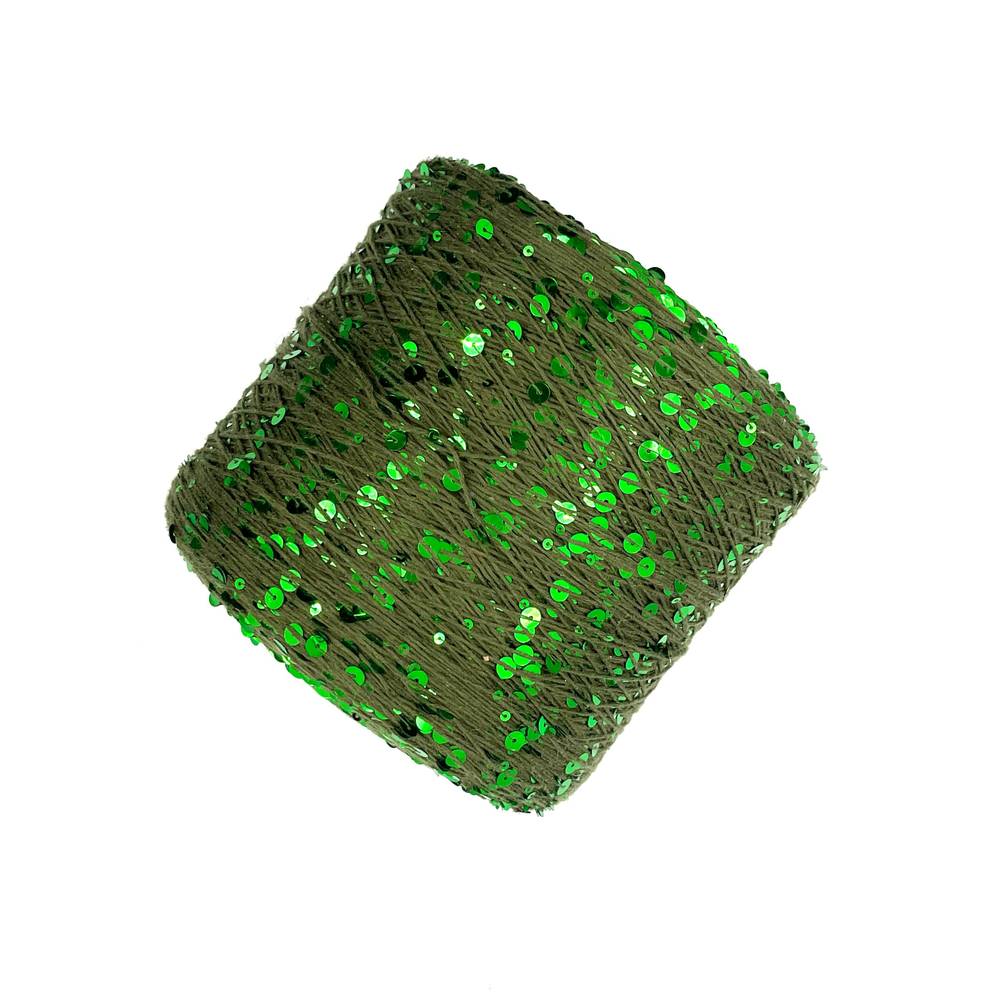 Королевские пайетки (3 и 6 мм), хлопок 100%, 330 м в 100 г , зеленый в зелени