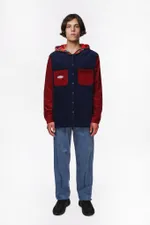 Рубашка YMKASHIX Velvet Button Det бордовая / синяя