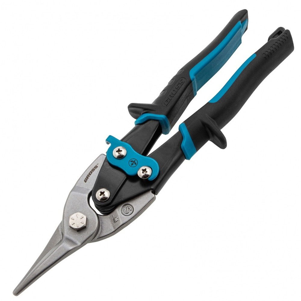 НОЖНИЦЫ ПО МЕТАЛЛУ GROSS 250ММ ПРЯМОЙ РЕЗ/СТАЛЬ CrMo ДВУХКО.РУК. 78325