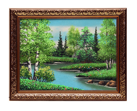 Картина " Летний пейзаж " рисованная каменной крошкой 47-37см