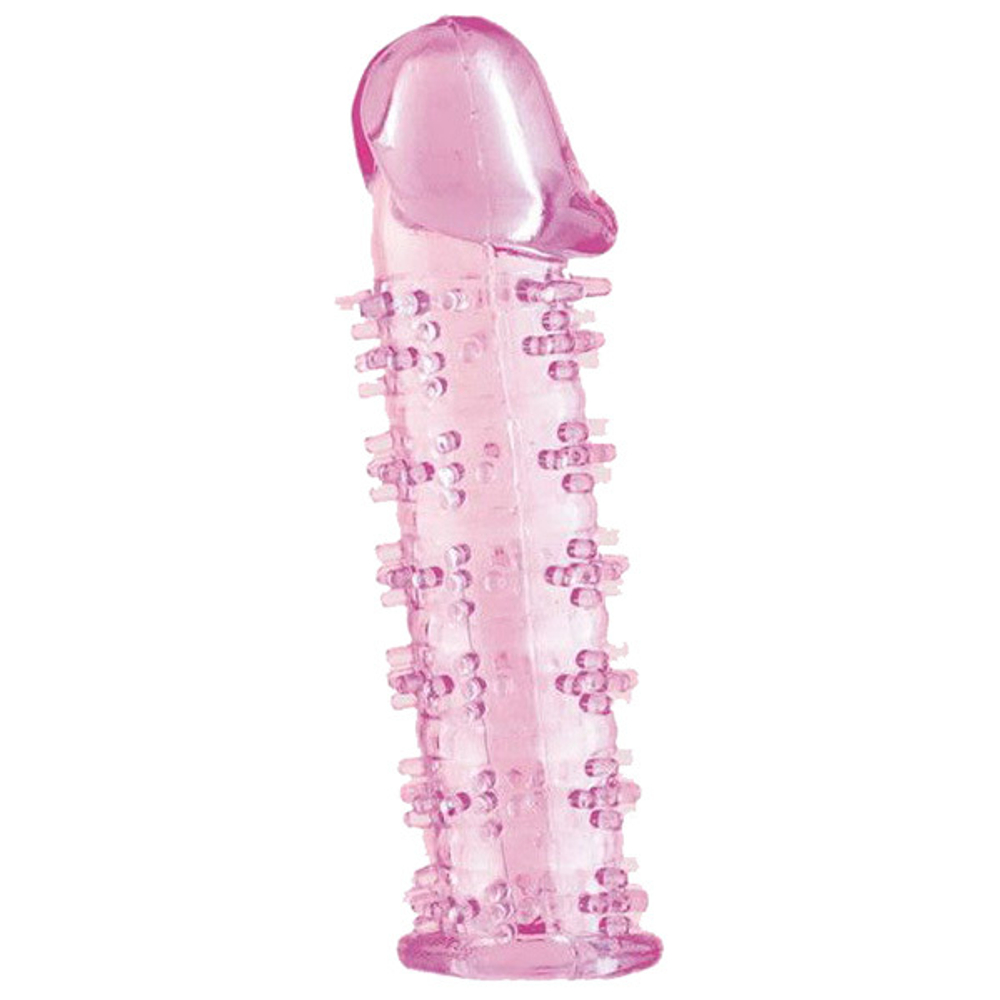 Гелевая розовая насадка на фаллос 12см с шипами ToyFa Basic 818031-3