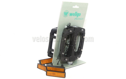 Педали Wellgo PLATFORM пластиковые, 96x82x30мм, резьба 9/16", подшипники, черн.