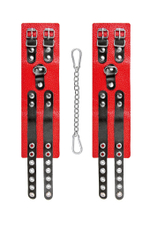 Красно-черные мягкие оковы с двумя ремешками с люверсами
