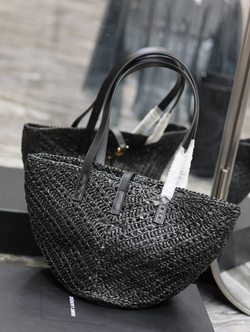 Saint Laurent Panier Small in Raffia