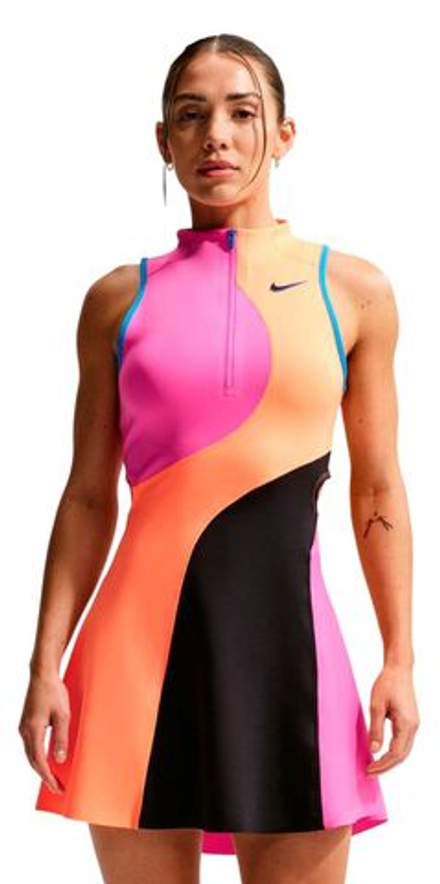 Теннисное платье Nike Court Slam Dri-FIT Tennis - laser fuchsia/atomic orange/black/black