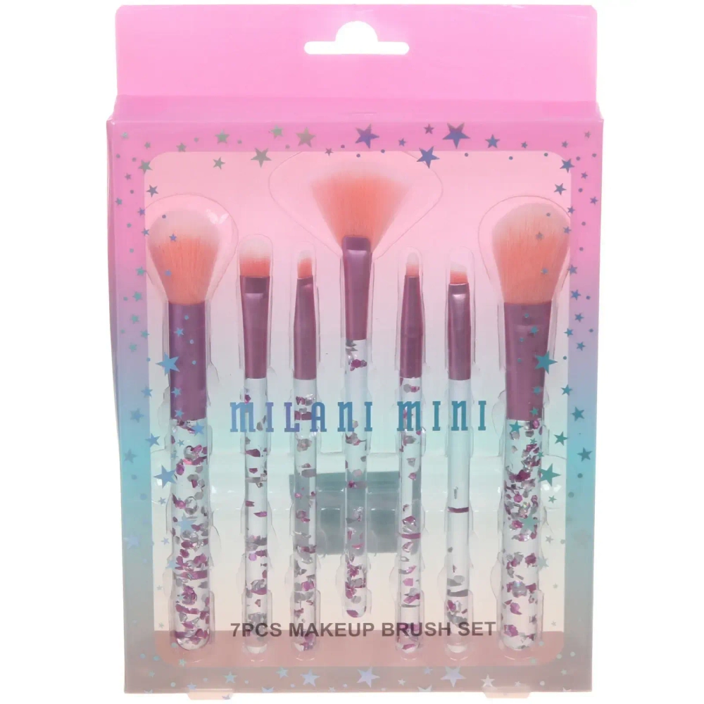 Кисти для макияжа 7шт «ДИ МАРКО», розовые блестки, 16*20см/19,5см