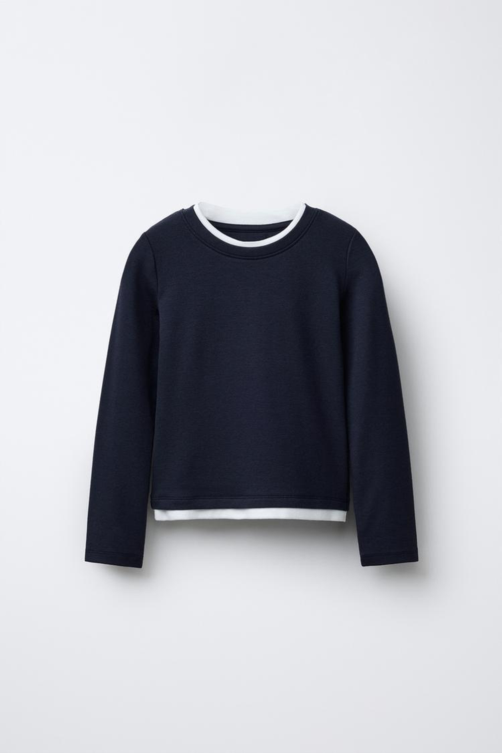 ZARA ДВОЙНАЯ ФУТБОЛКА ИЗ МОДАЛА, МОРСКОЙ СИНИЙ