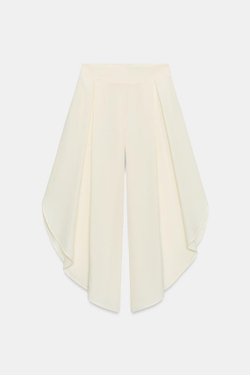 ZARA ЛЕГКИЕ БРЮКИ С РАЗРЕЗАМИ, ЭКРЮ