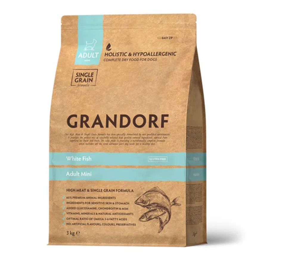 Grandorf White Fish Adult Medium&Maxi - сухой корм для средних и крупных собак от 1 года (3кг)