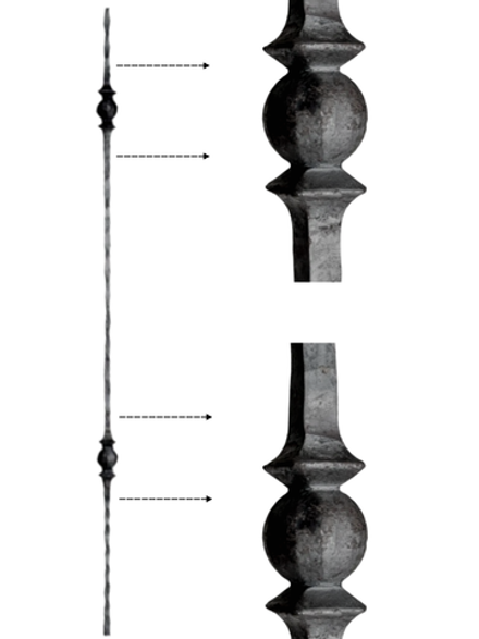 Кованая балясина. Высота 1000мм. Сталь квадрат 12мм. Узор "Два шара"