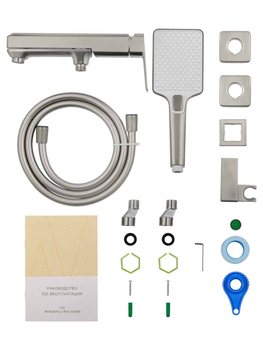 Смеситель для ванны с душем WONZON & WOGHAND DIAMOND, Брашированный никель (WW-88639011-BN)