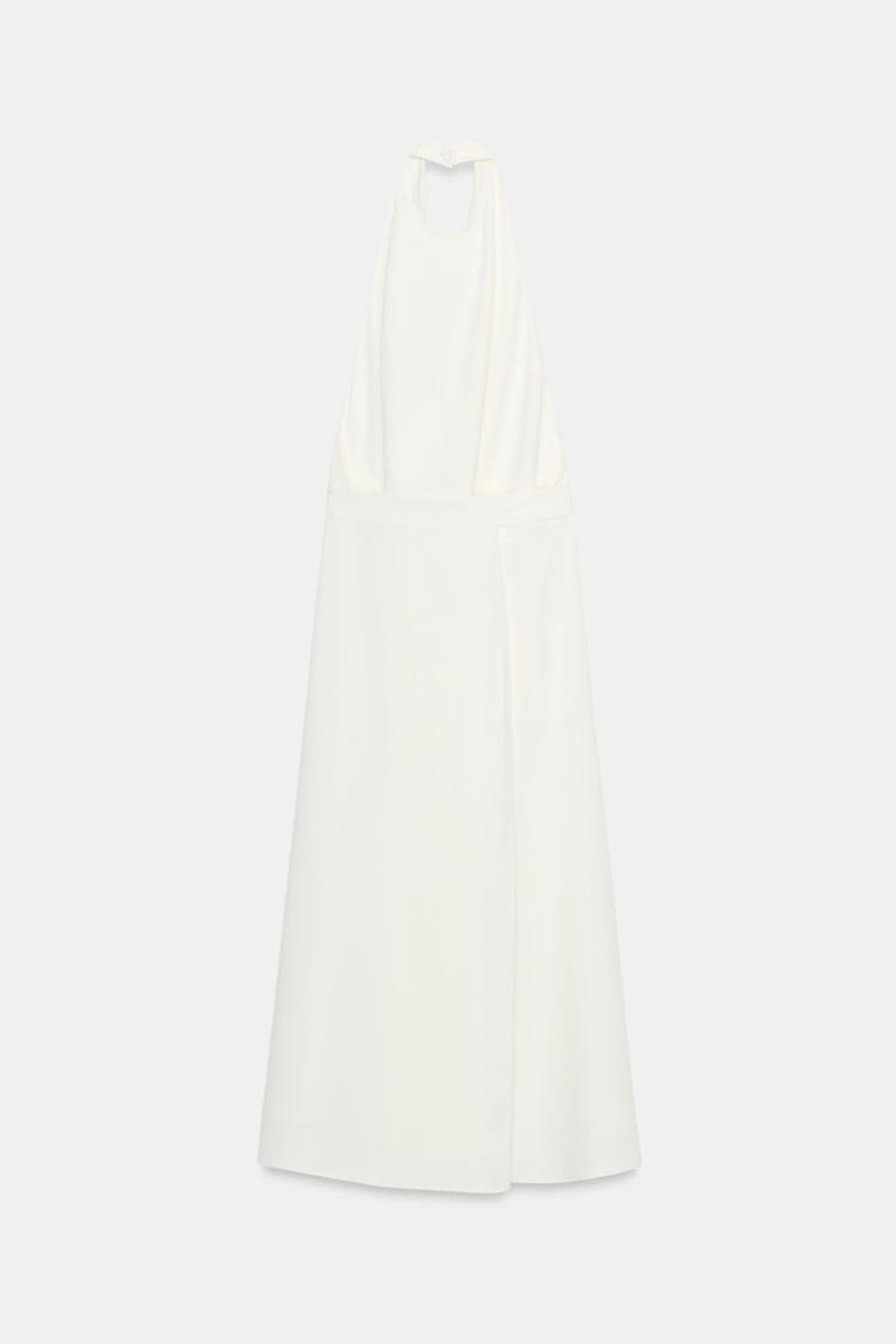 ZARA ПЛАТЬЕ С ГОРЛОВИНОЙ ХАЛТЕР — ZW COLLECTION, ЖЕЛТОВАТО-БЕЛЫЙ