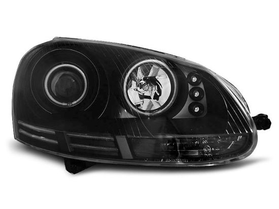 Передние фары VW Golf 5 angel eyes ccfl black