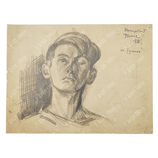 Динес Ю. С. Автопортрет для Орлёнка. Бумага, карандаш. 1950 г.