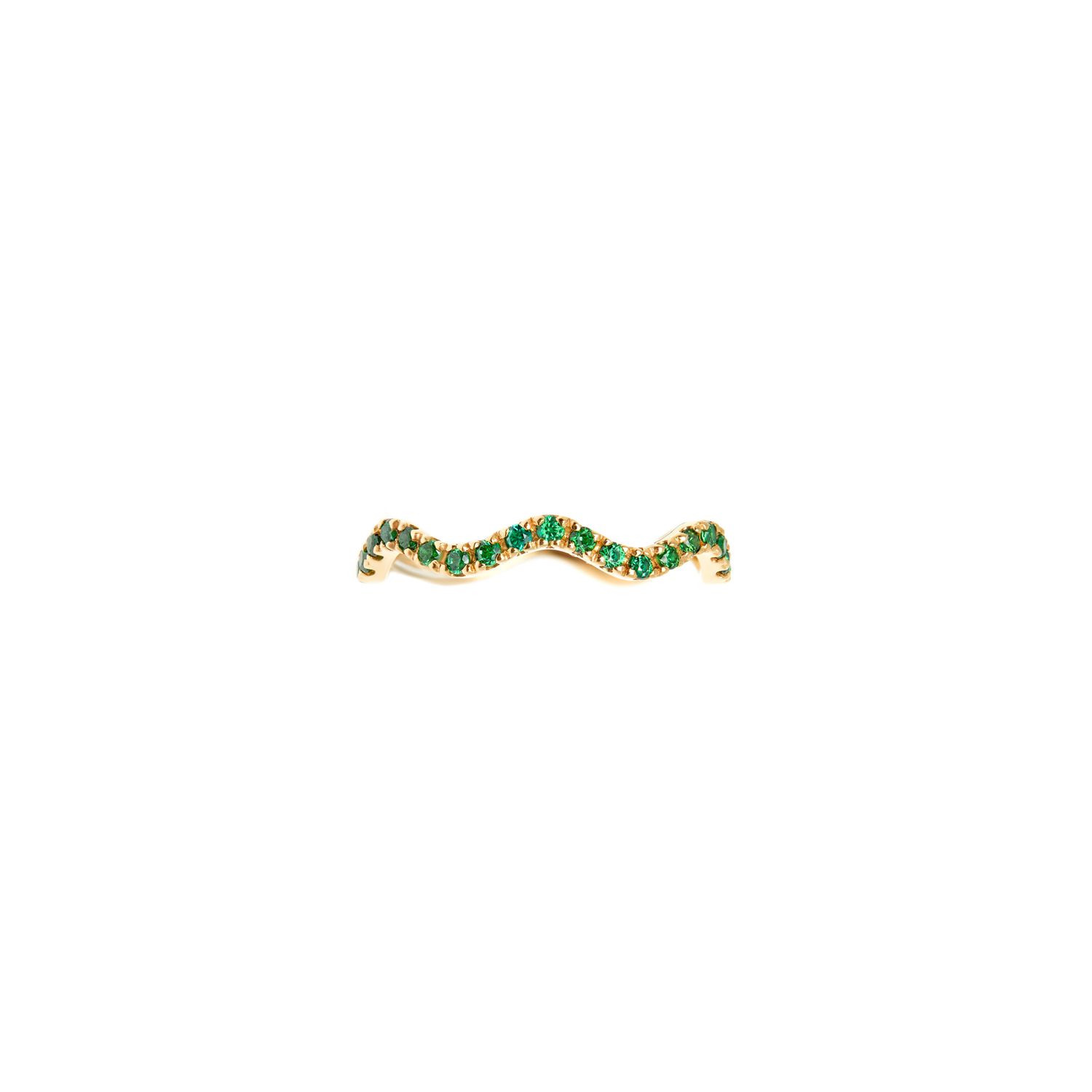Кольцо Wave Pave Ring – Gold Green