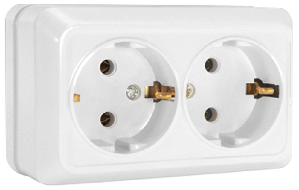 Розетка двухместная с заземлением, открытая установка "universal" 84107