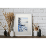 Картина авторская акварельная в паспарту 21х30 см на стену для интерьера "Пейзаж в стиле Андерса Андерссона"