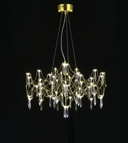 Подвесная люстра светодиодная с пультом и хрустальными подвесками Asfour MyFar Ileria MR2652-57P-76AP