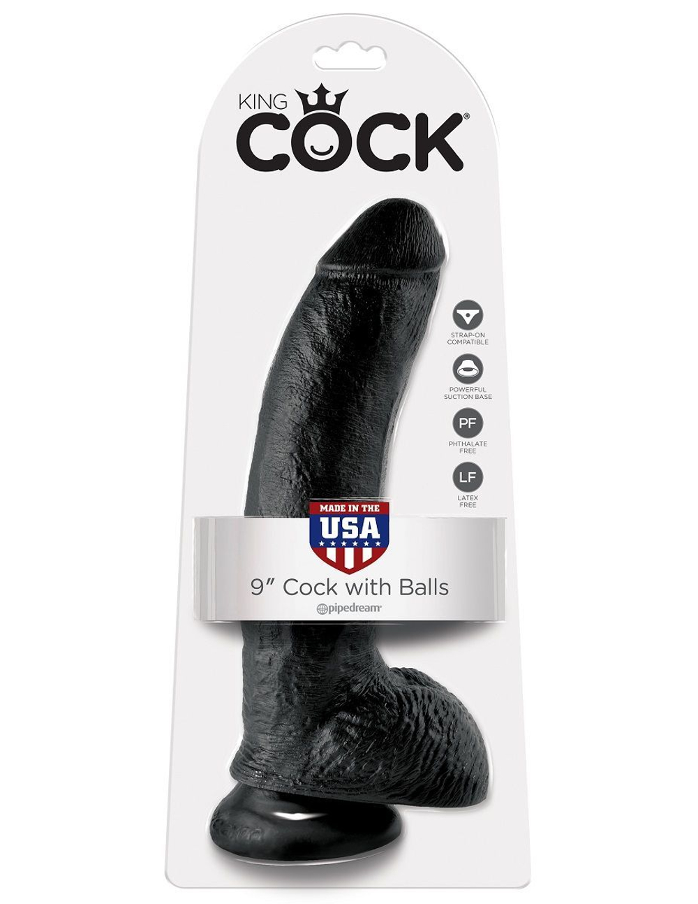 Чёрный фаллоимитатор 9" Cock with Balls - 22,9 см.