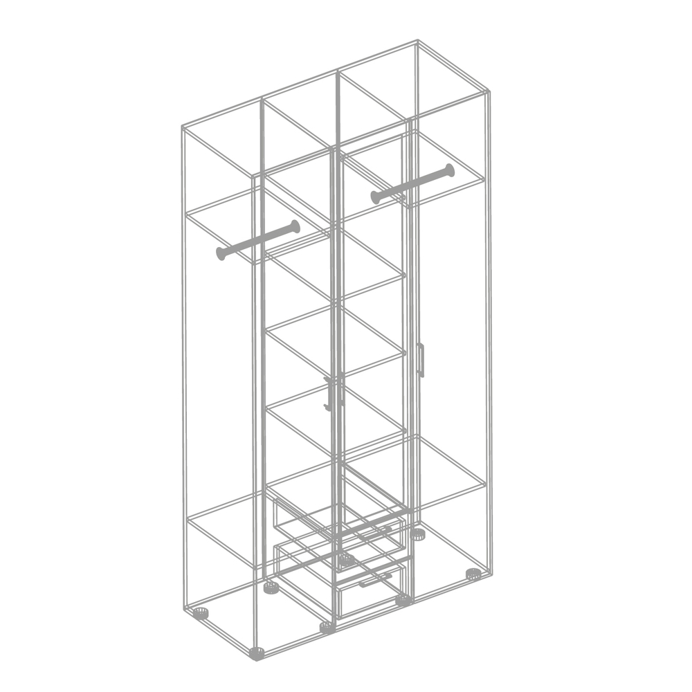 Шкаф 3-створчатый с 2 ящиками и зеркалом "Ева"