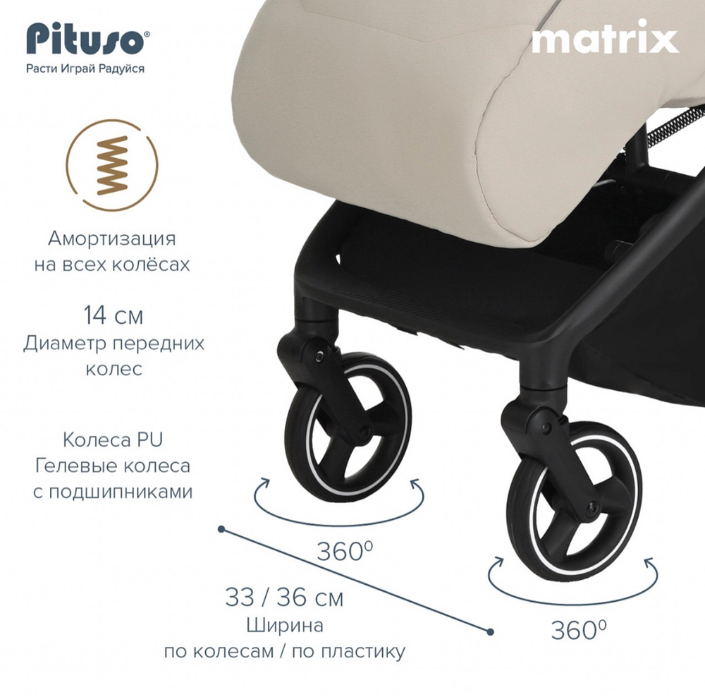 Коляска прогулочная Pituso Matrix PU Cappuccino New
