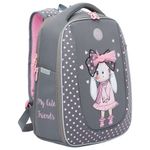 Ранец GRIZZLY анатомическая спинка, с брелоком, для девочек, "RABBIT", 36х29х18 см, RAf-292-3/2