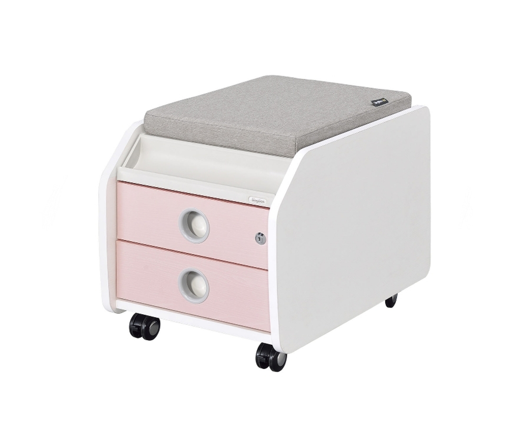 Тумба SingBee на колёсиках с 2 ящиками, органайзером и пуфом CB-L01