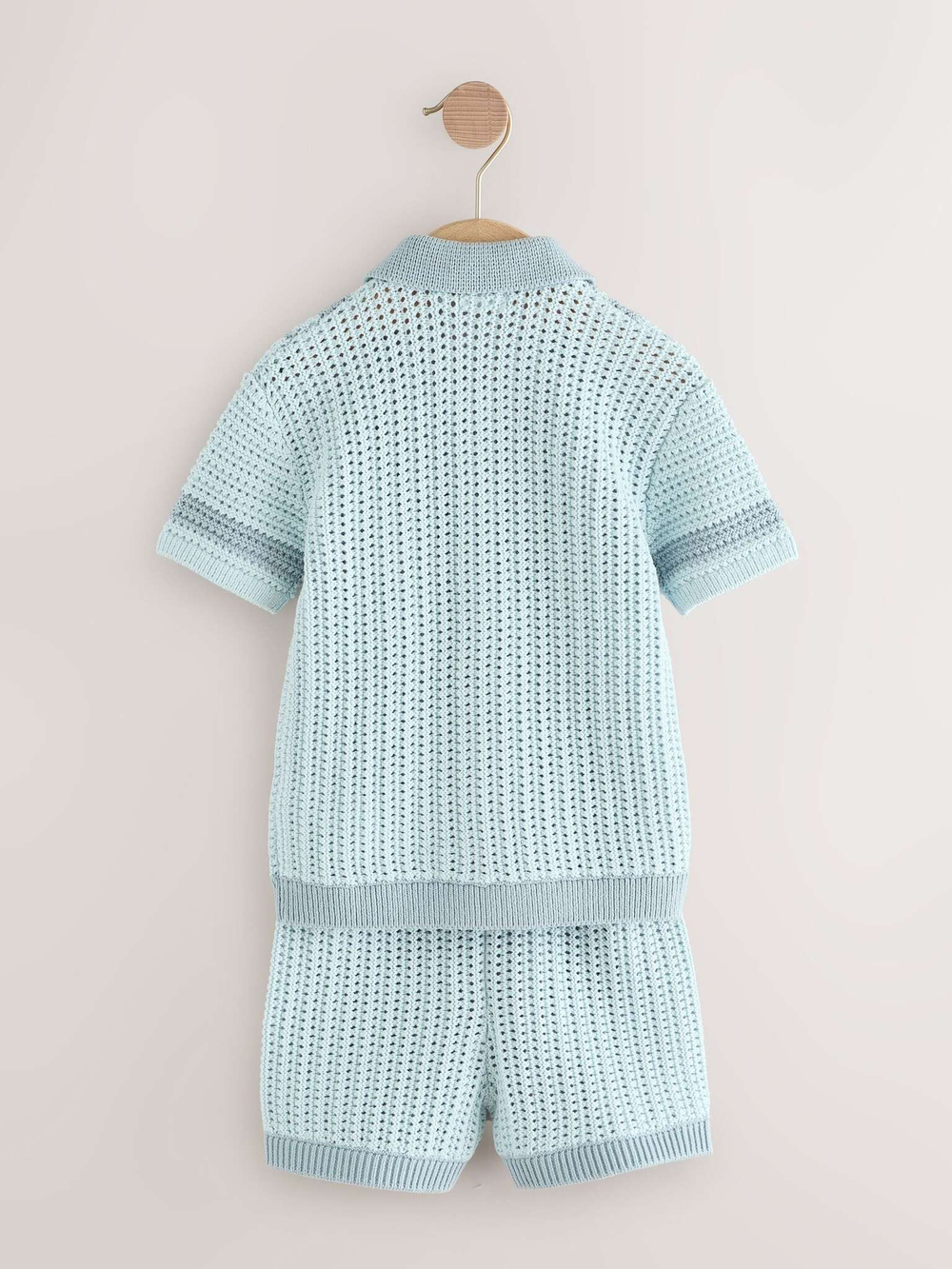Кардиган вязаный с коротким рукавом и шорты вязаные в комплекте для мальчика Next AA9-516, Голубой
