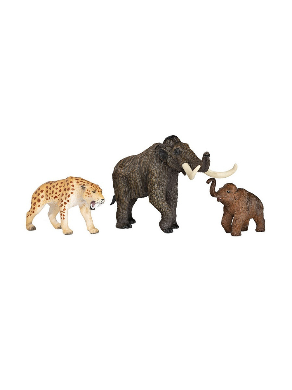 Фигурка KONIK набор доисторических животных: мамонт, мамонтенок, смилодон