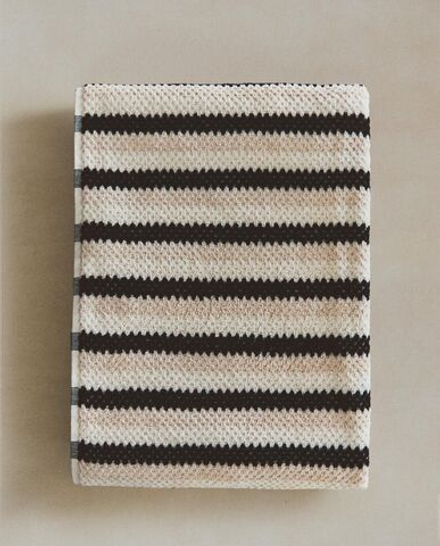 Zara Home - Жаккардовое банное полотенце с геометрическим рисунком, черный, 30х50 см