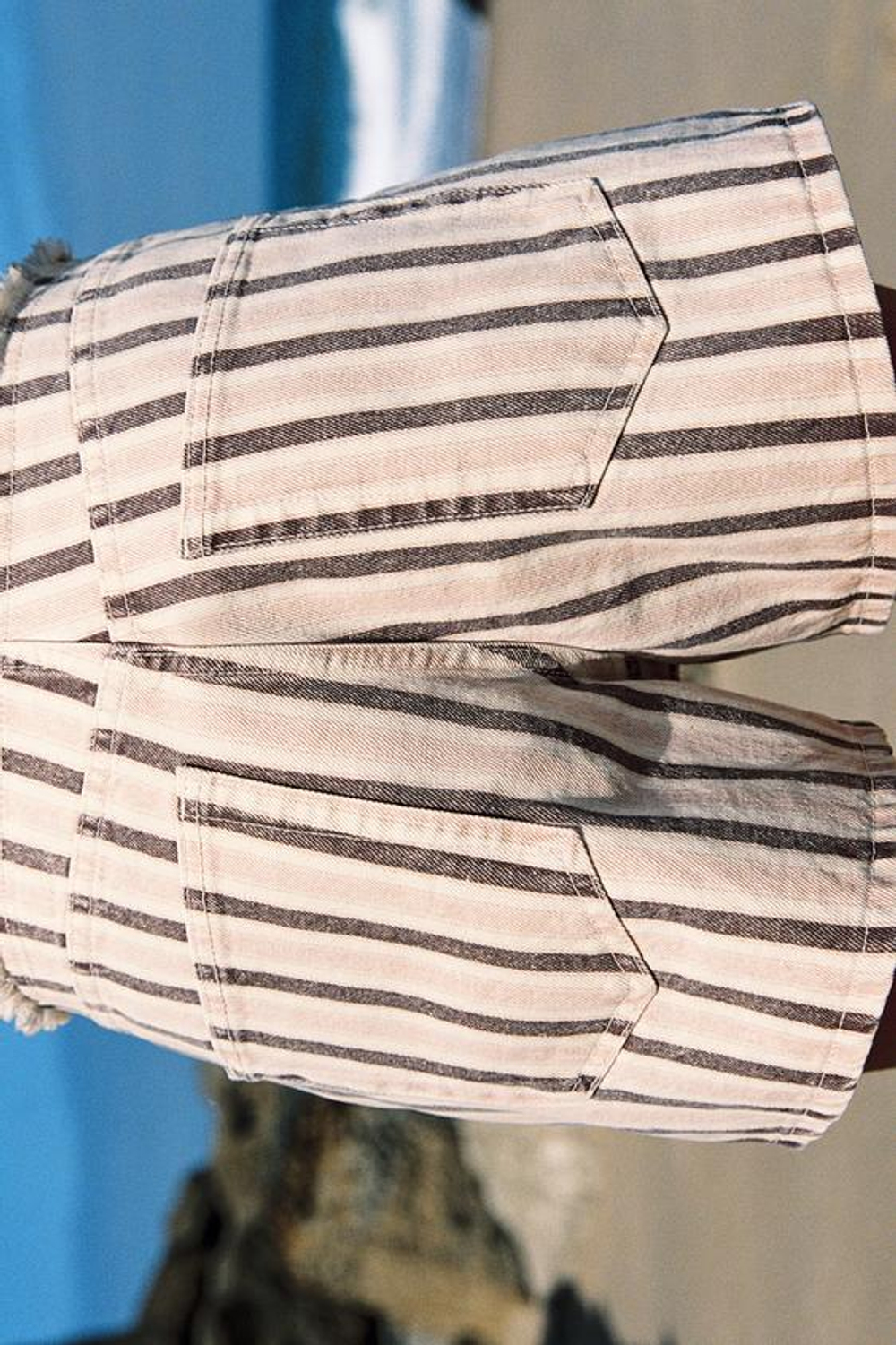 ZARA ДЖИНСОВЫЕ ШОРТЫ Z1975 В ПОЛОСКУ С БАХРОМОЙ, РАЗНОЦВЕТНЫЙ