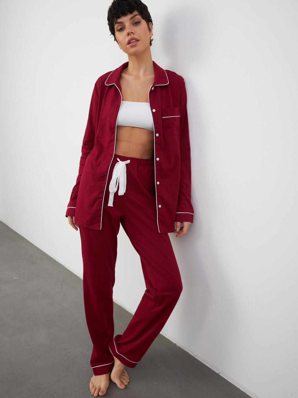 Пижама женская Ihomewear Classic Bordo