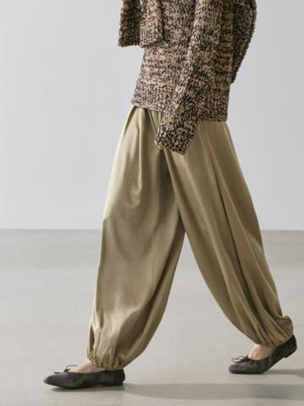 Massimo Dutti Атласные брюки-баллон, темно-синий