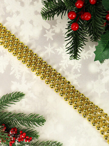 Бусы декоративные 1,8м, пластик, в индивид. упаковке, золотые