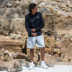 Мужская кофта теннисная BIDI BADU Chaka Basic Crew Sweatshirt Men - Black, White