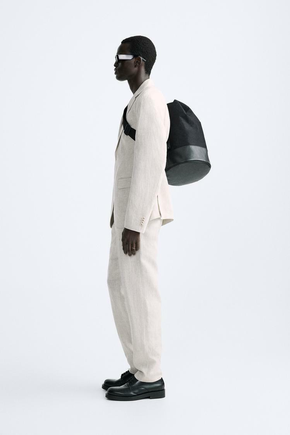 ZARA КОСТЮМНЫЙ ПИДЖАК ИЗ 100% ЛЬНА, СВЕТЛО-БЕЖЕВЫЙ