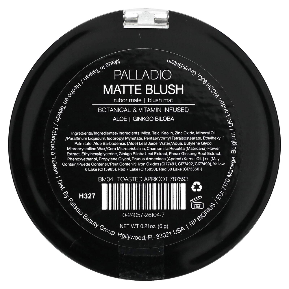 Palladio, матовые румяна, «Обжаренный абрикос» GM04, 6 г (0,21 унции)