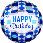 Шар Фольгированный Узор ромбы синие (Голубой)