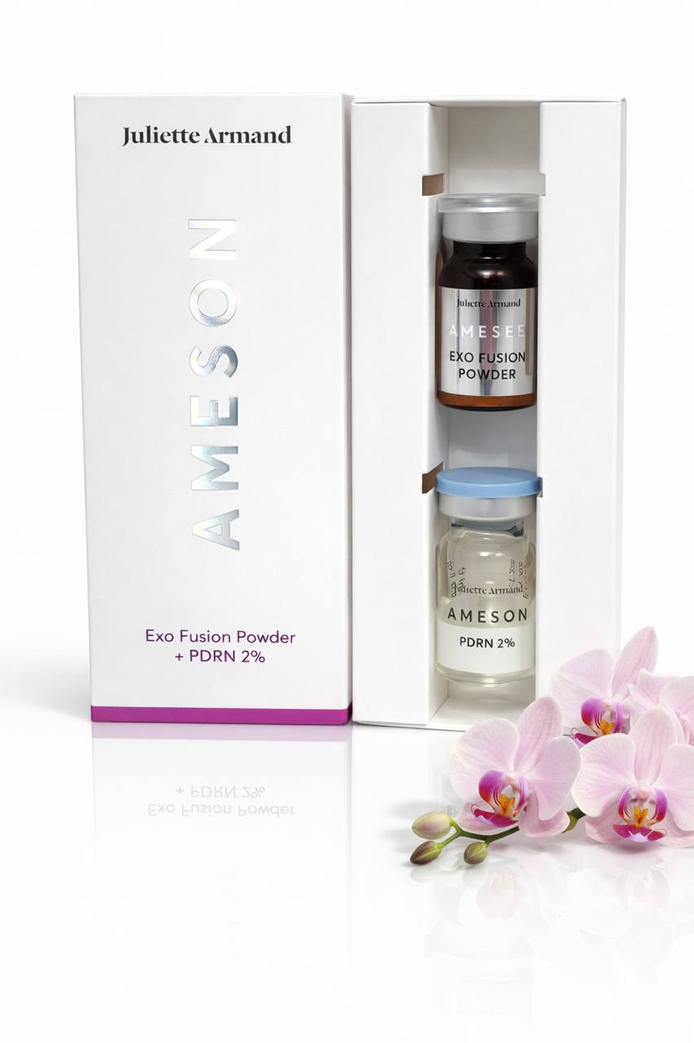 EXO FUSION POWDER + PDRN 2% AMESON, ЛИОФИЛИЗИР ОВАННЫЕ ЭКЗОСОМЫ, JULIETTE ARMAND, для кожи с дефектами, мимическими морщинами, глубокими морщинами, дряблостью, потерей объема и фотостарением.