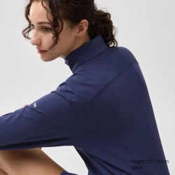 UNIQLO ФУТБОЛКА С ДЛИННЫМИ РУКАВАМИ НА МОЛНИИ, СИНИЙ