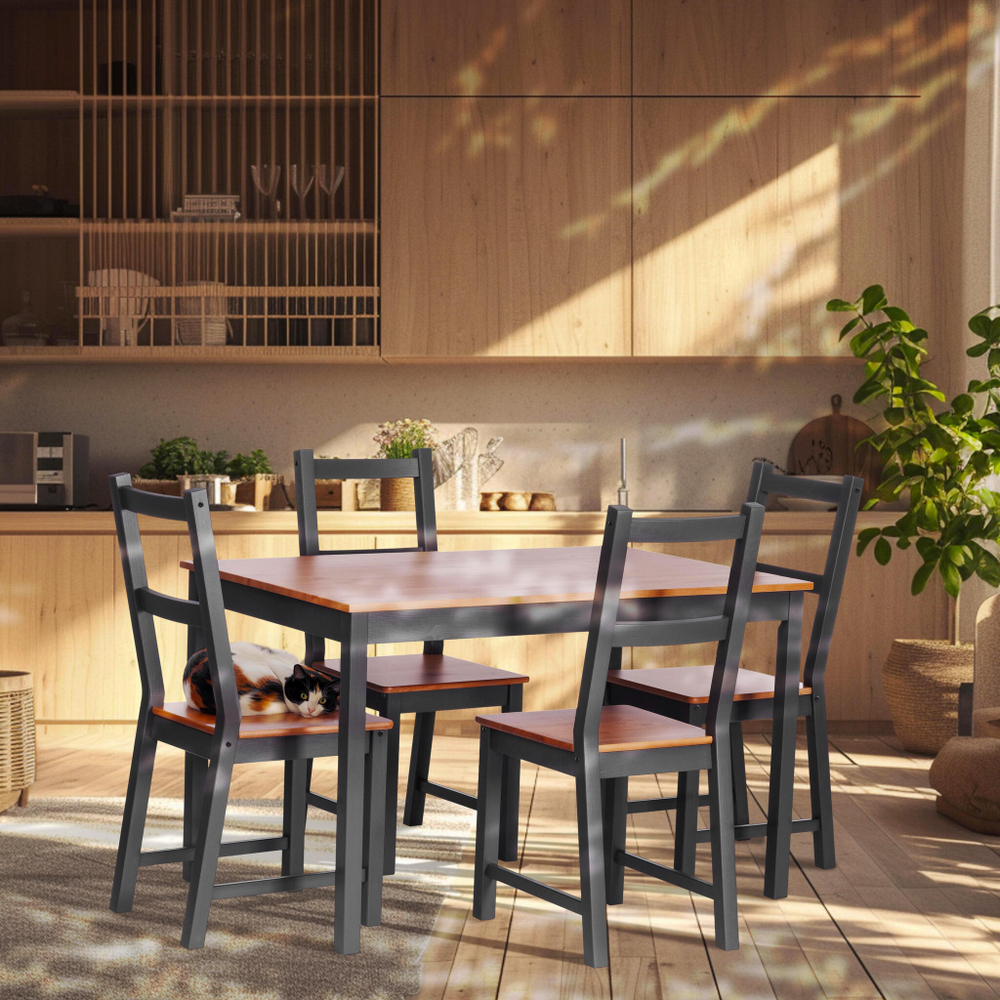 Обеденный комплект Соната (стол + 4 стула) / Sonata dining set массив сосны, стол: 120х75х73см  стул :41х50х95см, антик /графит