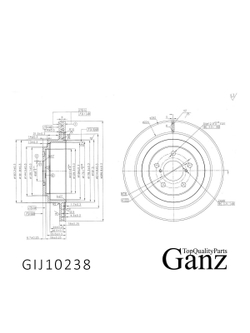 Диск тормозной задний с покрытием SUBARU IMPREZA/LEGACY/OUTBACK 2.0/2.5/3.0L 03-> GANZ GIJ10238