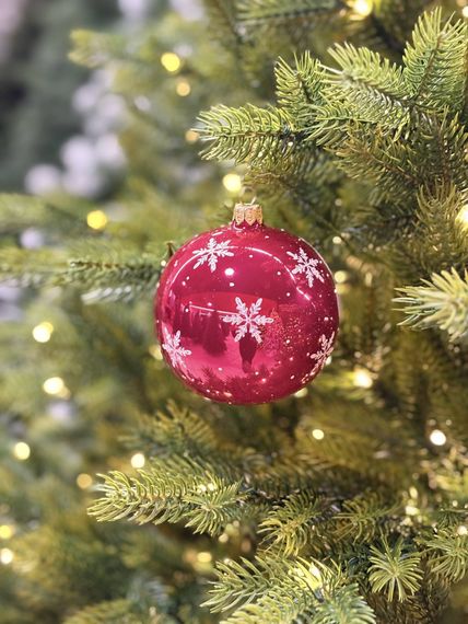 Стеклянный шар Снежная Лошадка 95 мм., красный, стекло, Ёлочка (С475/1)