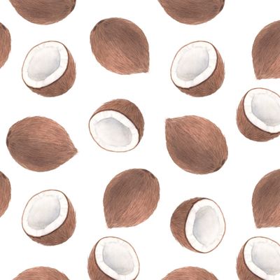 Акварельный паттерн с кокосами